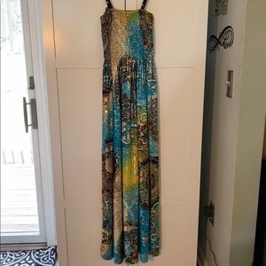 Shoreline Turquoise Gold Tube Long MaxiDress
